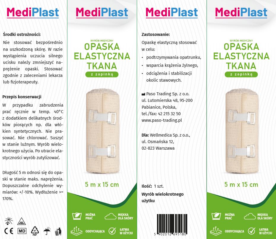 MEDIPLAST OPASKA ELASTYCZNA TKANA z zapinką
